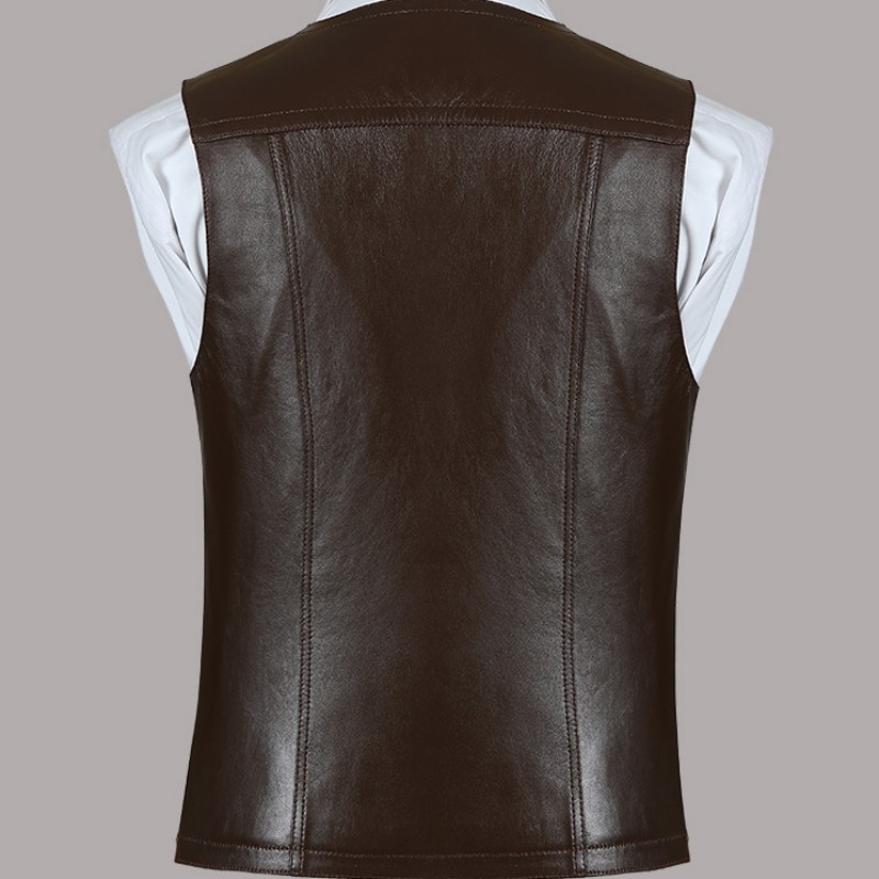 Genuine Leather Sheepskin Vest - Leather Work Vest For Men avaliação e preço