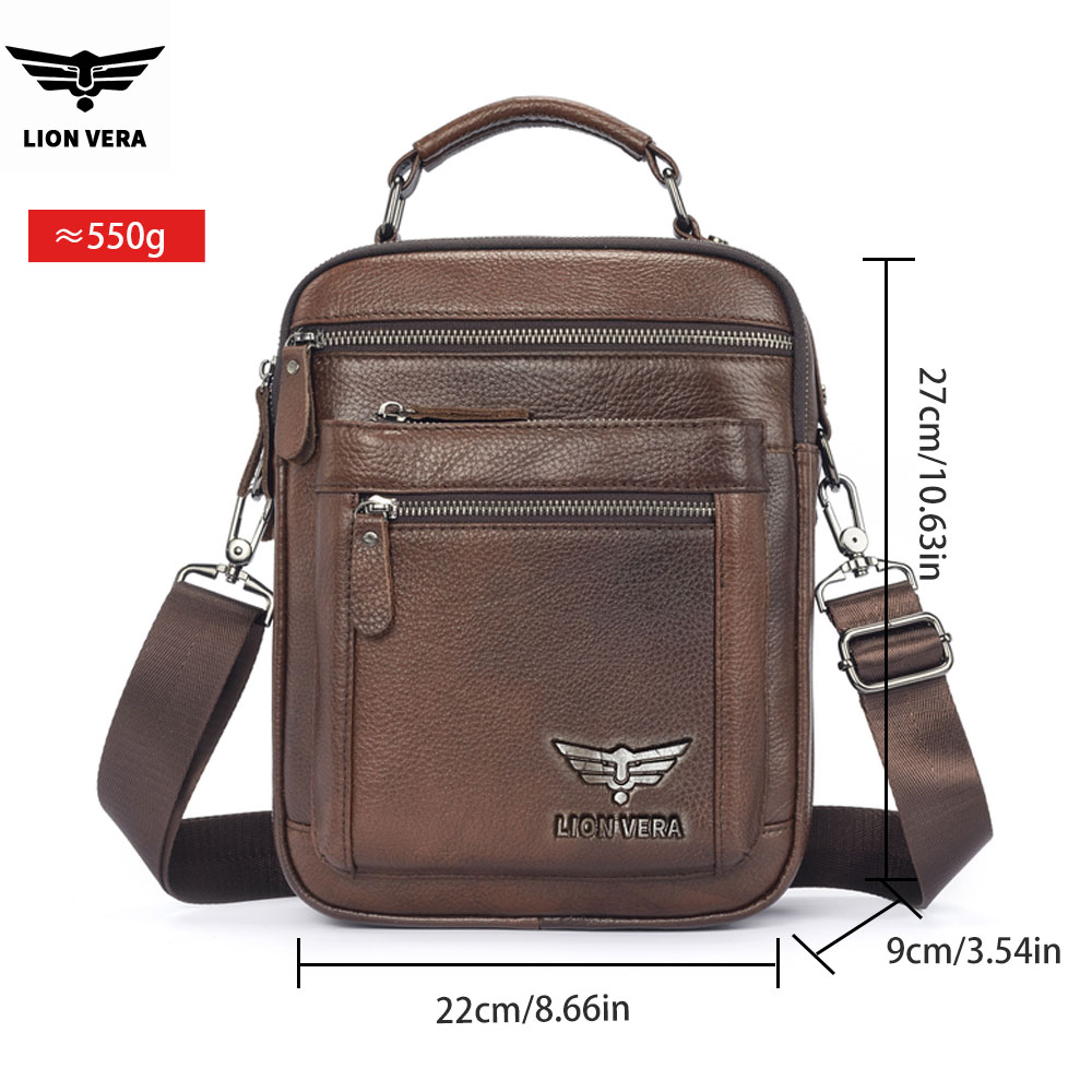 LION VERA Men's Shoulder Bag C - Leather Work Bag Men avaliação e preço