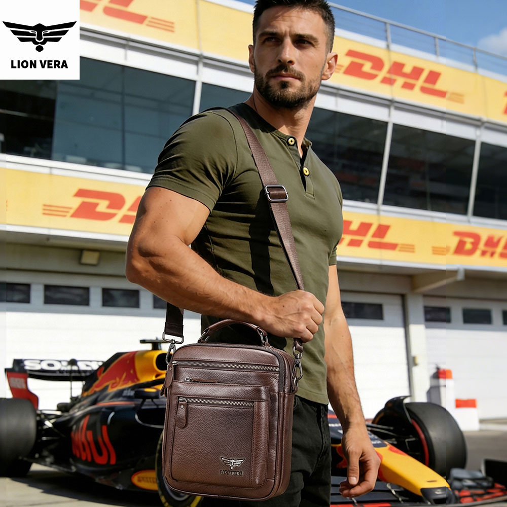 LION VERA Men's Shoulder Bag C - Leather Work Bag Men avaliação e preço