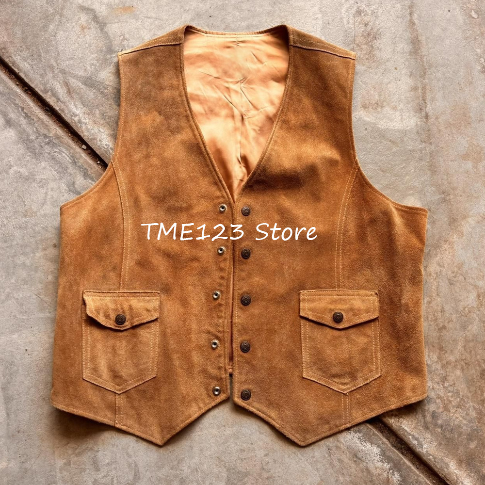 Suede Fashion Suit Men's Vest  - Leather Work Vest For Men avaliação e preço