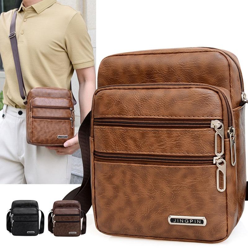Men's PU Leather Crossbody Sho - Leather Work Bag Men avaliação e preço