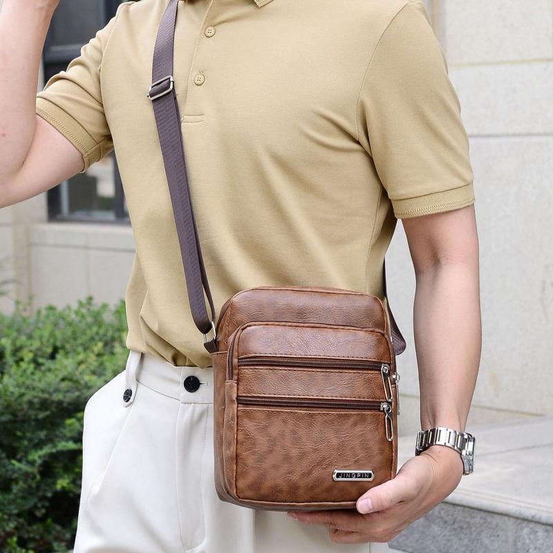 Men's PU Leather Crossbody Sho - Leather Work Bag Men avaliação e preço