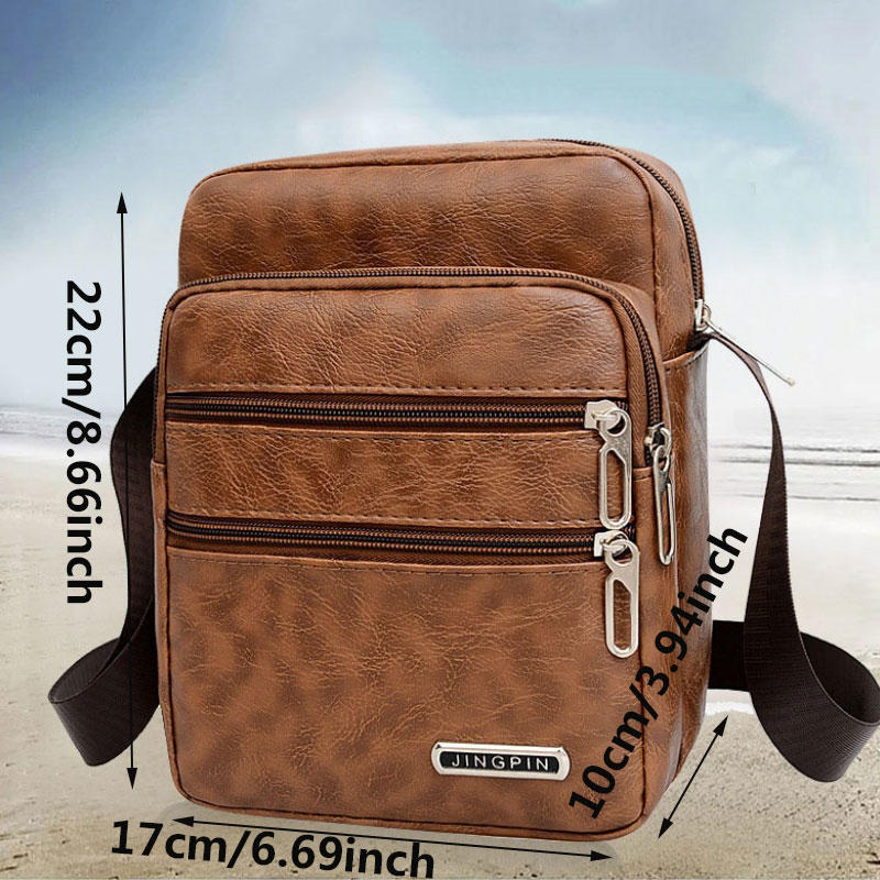 Men's PU Leather Crossbody Sho - Leather Work Bag Men avaliação e preço